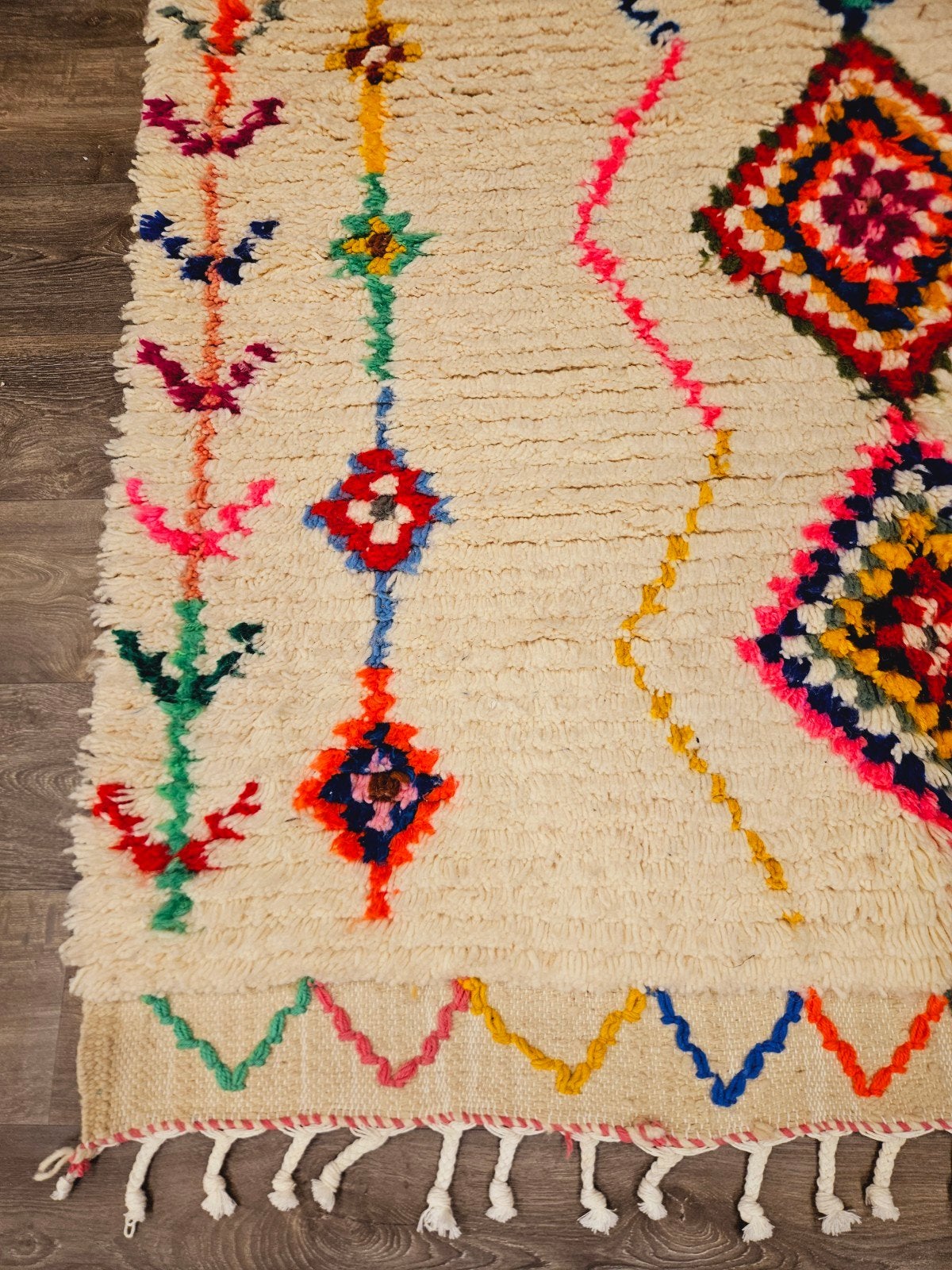 Handgeknoopt Azilal Berber Tapijt. prachtige kleuren., Huis en Inrichting, Blauw, 200 cm of meer, Ophalen of Verzenden