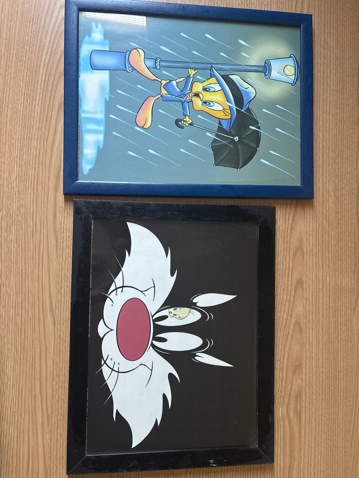 2 ingelijste Looney Tunes prints: Tweety en Sylvester, Ophalen, 50 – 75, Minder dan 50 cm, Gebruikt