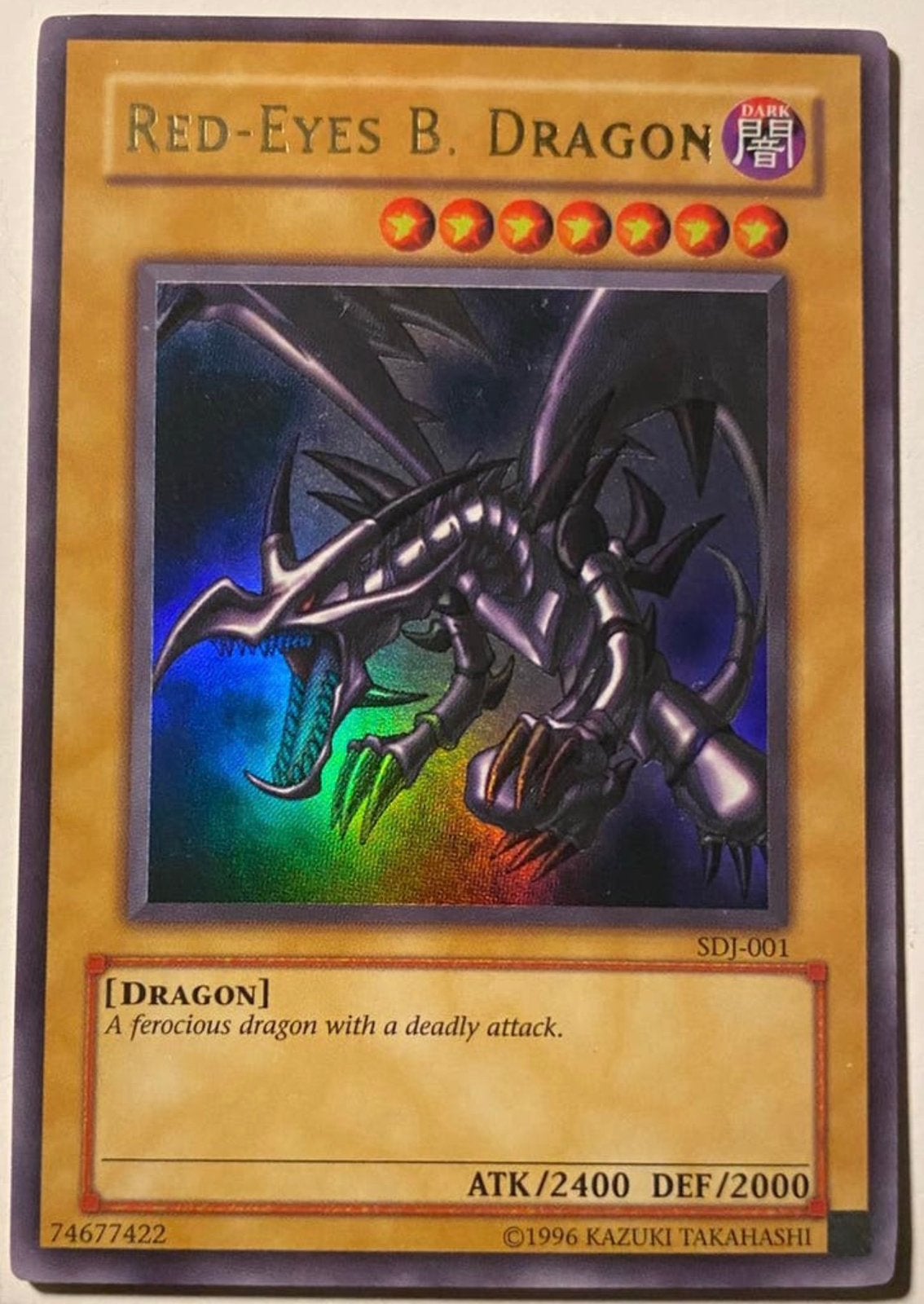 Yu-Gi-Oh! Red-Eyes Black Dragon SDJ Old US Print !, Hobby en Vrije tijd, Verzamelkaartspellen | Yu-gi-Oh!, Gebruikt, Losse kaart