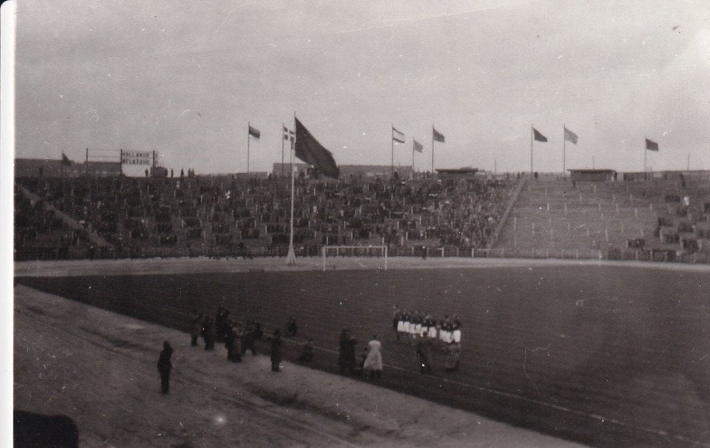753X fotokaart Antwerpen Bosuilstadion voetbal interland, Ophalen of Verzenden, 1940 tot 1960, Ongelopen, Antwerpen
