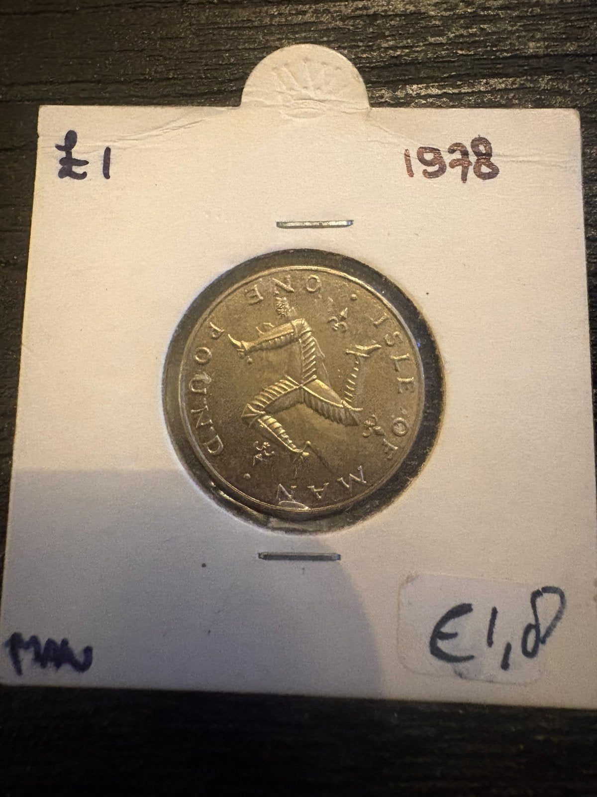 Isle of Man 1 Pound 1978  Eerste Jaar Uitgifte! (Triskelion), Ophalen of Verzenden, Noord-Amerika