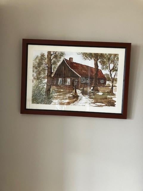Aquarel van Twents boerderijtje, Antiek en Kunst, Ophalen