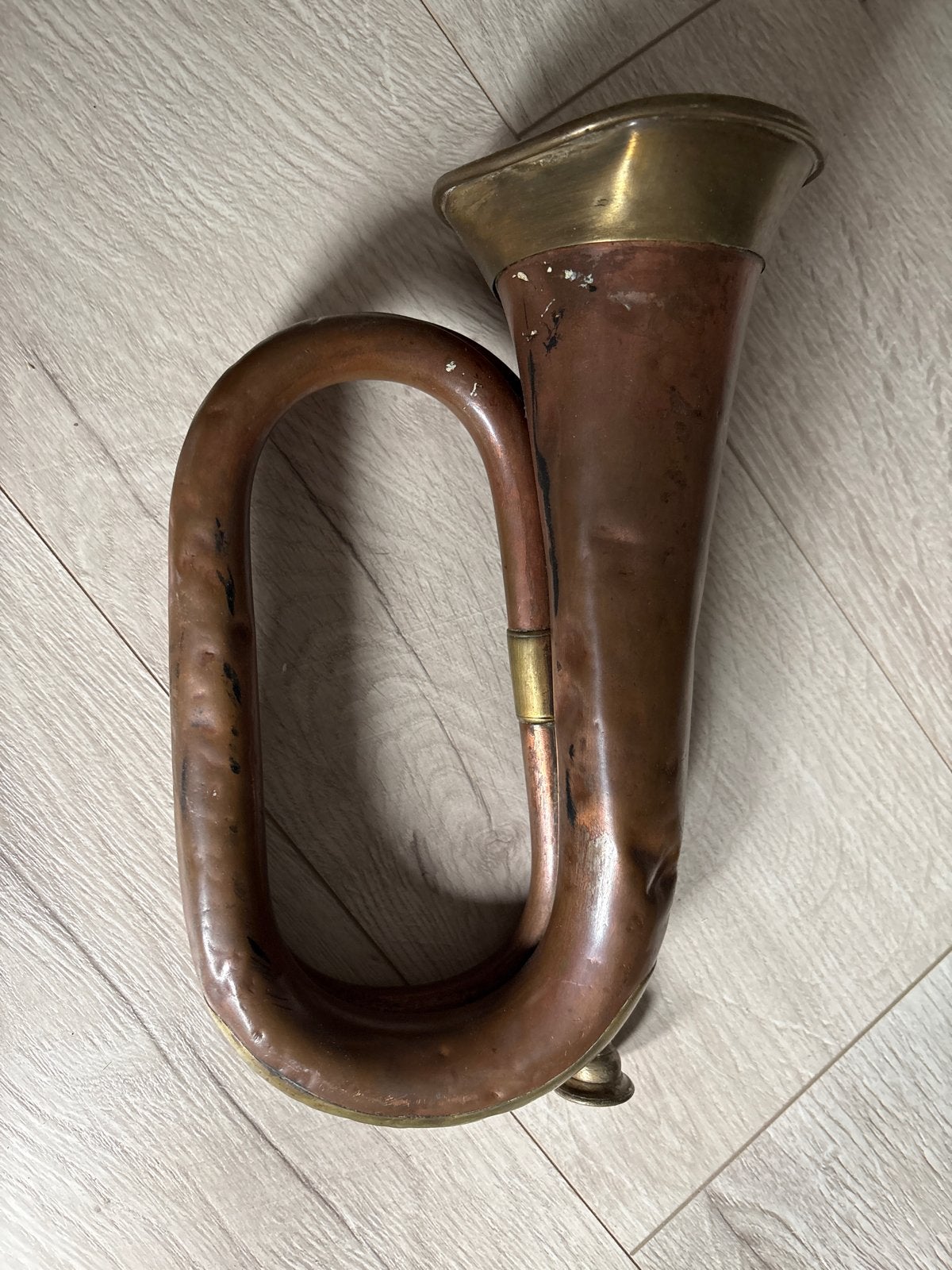 Antieke koperen jachthoorn, C. Mahillon & Co. Londen 1903, Ophalen of Verzenden, Gebruikt, Overige typen
