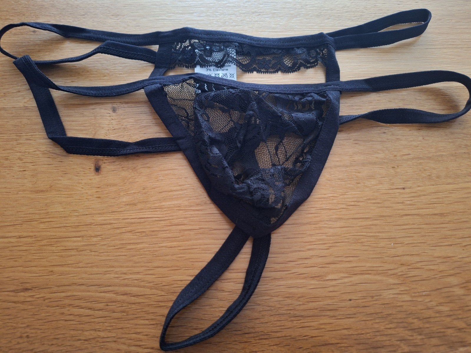Heren string kant zwart maat M, Kleding | Heren, Verzenden, Zwart, Onbekend, Overige typen