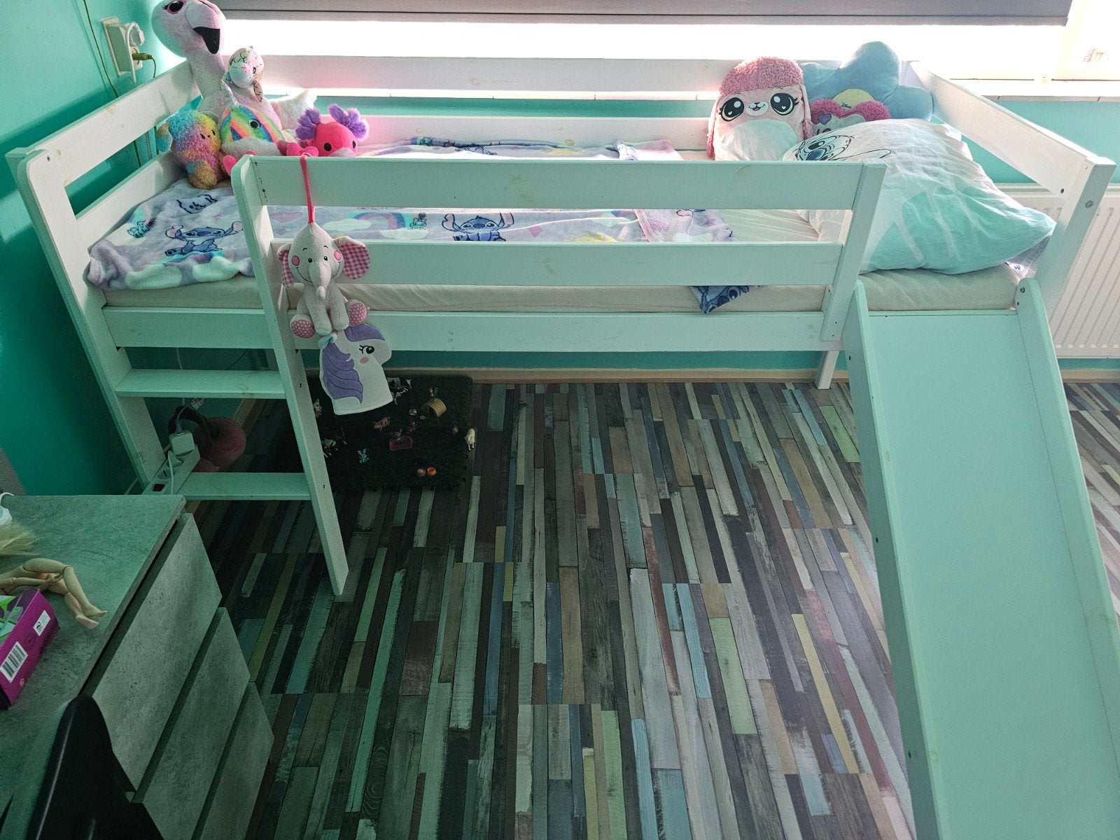 Hoogslaper met glijbaan, Ophalen, Gebruikt, Eenpersoons, 160 tot 180 cm