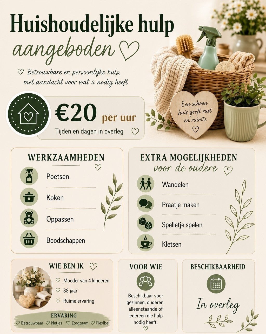 Huishoudelijke hulp aangeboden, Schoonmaken