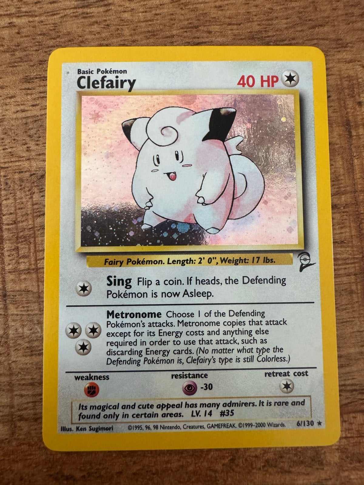 Clefairy 6/130 Holo Rare - Pokémon Base Set 2, Ophalen of Verzenden, Losse kaart, Foil