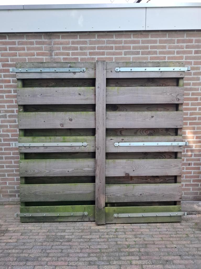 2 Massief Douglas/Lariks Poortdeuren - 100x195cm, 100 tot 120 cm, Ophalen of Verzenden, Buitendeur, 200 tot 215 cm
