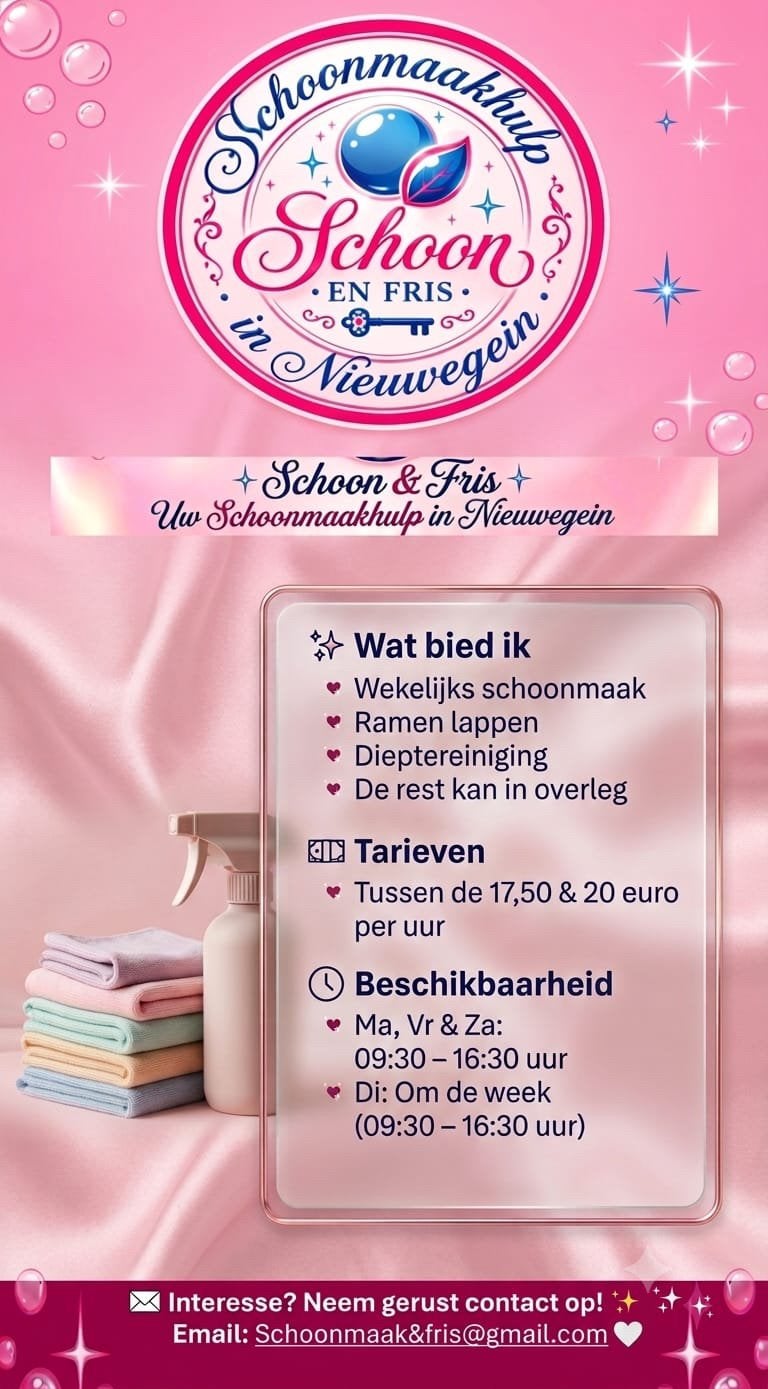 Betrouwbare Schoonmaakhulp Nieuwegein IJsselstein onvg, Overige niveaus, Vanaf 10 jaar, Overige vormen