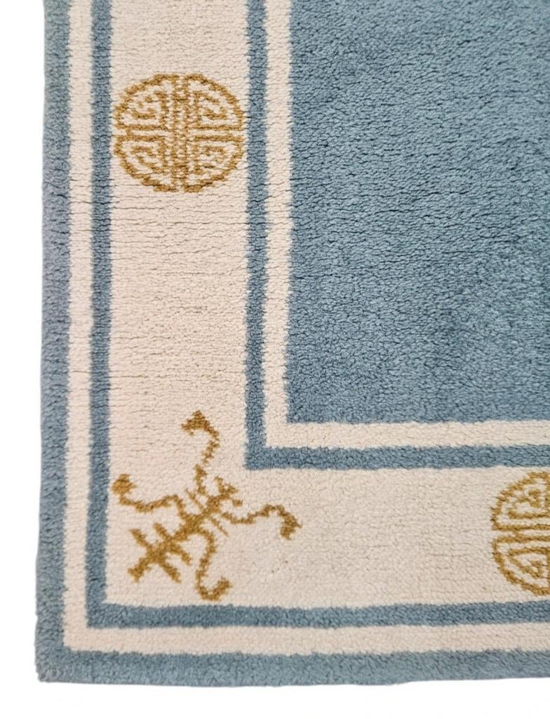Vintage oosters wol Oriental vloerkleed light blue 71x137cm, 100 tot 150 cm, Onbekend, Zo goed als nieuw, Onbekend