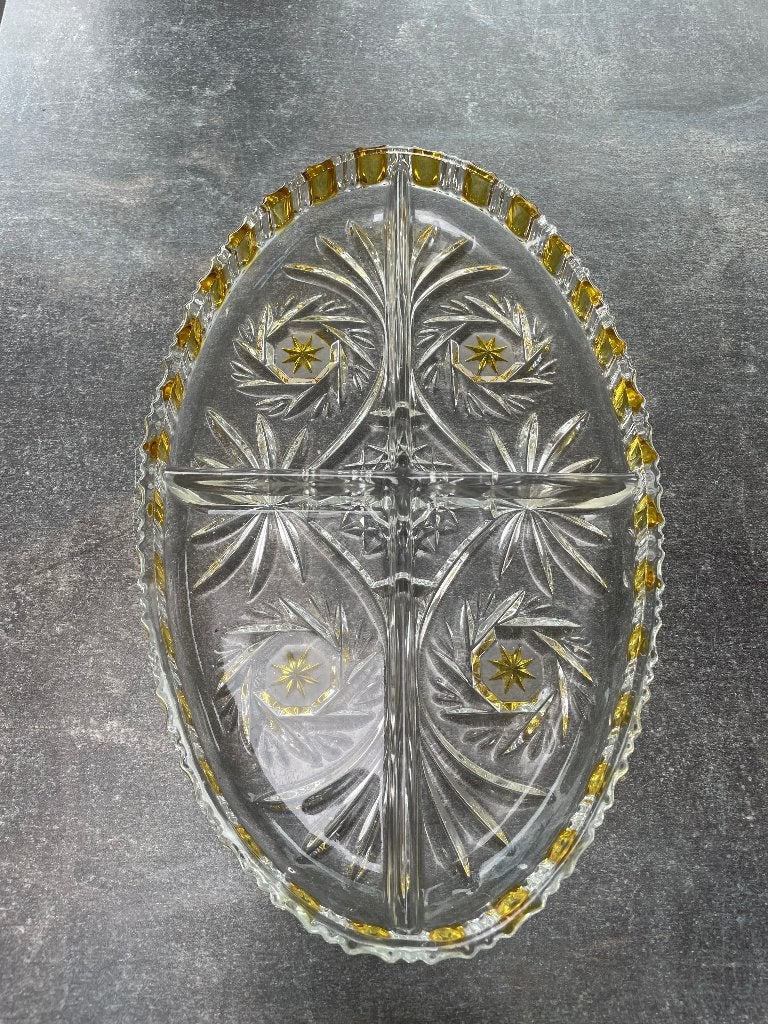 Vintage hapjes schaal Walther Glas (“Komet” serie) ovaal, Antiek en Kunst, Ophalen of Verzenden