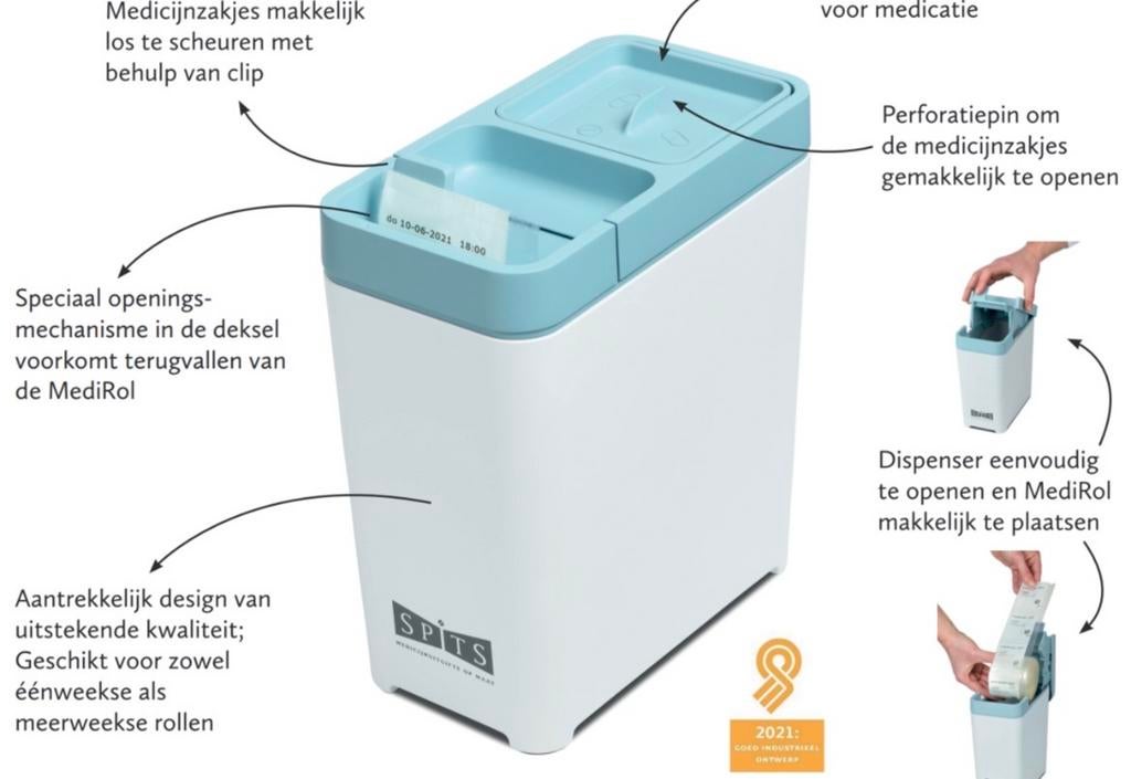 SPITS medirol dispenser, baxterrolhouder, medicijnrol houder, Ophalen, Zo goed als nieuw