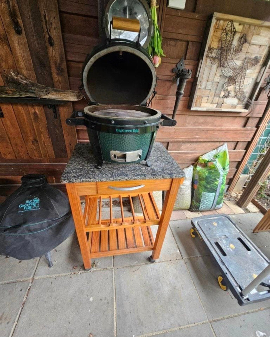 big green egg mini, Ophalen, Houtskool, Big green egg komoda, Zo goed als nieuw
