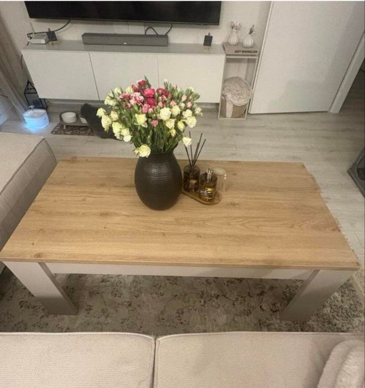 Salontafel Spaanplaat LC_Cadiz oak 122x65 cm, Huis en Inrichting, Tafels | Salontafels, Ophalen, Gebruikt, 100 tot 150 cm, 50 tot 100 cm