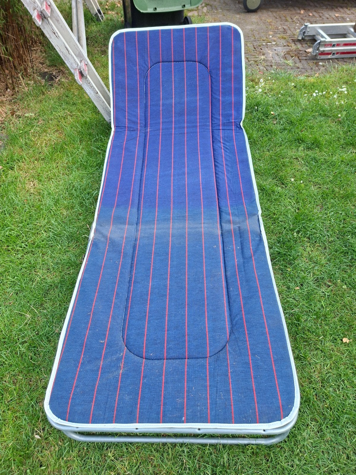 Vintage Stretcher ligbed, Tuin en Terras, Ligbedden, Ophalen, Zo goed als nieuw, Aluminium