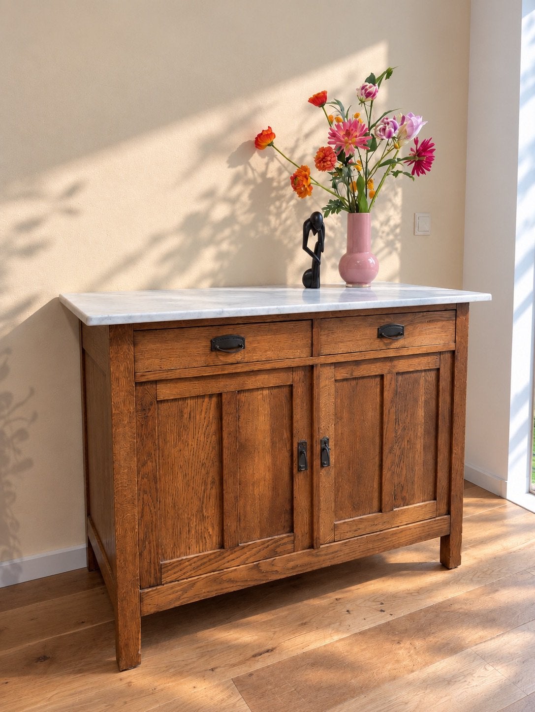 Antiek dressoir marmer blad, Huis en Inrichting, Ophalen, Zo goed als nieuw, 25 tot 50 cm