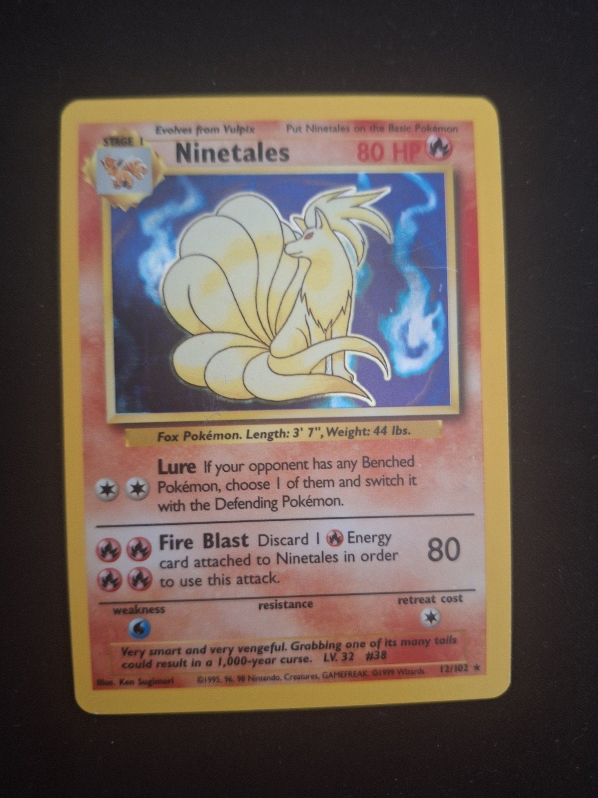 ninetales base set - vintage pokemon, Ophalen of Verzenden, Zo goed als nieuw