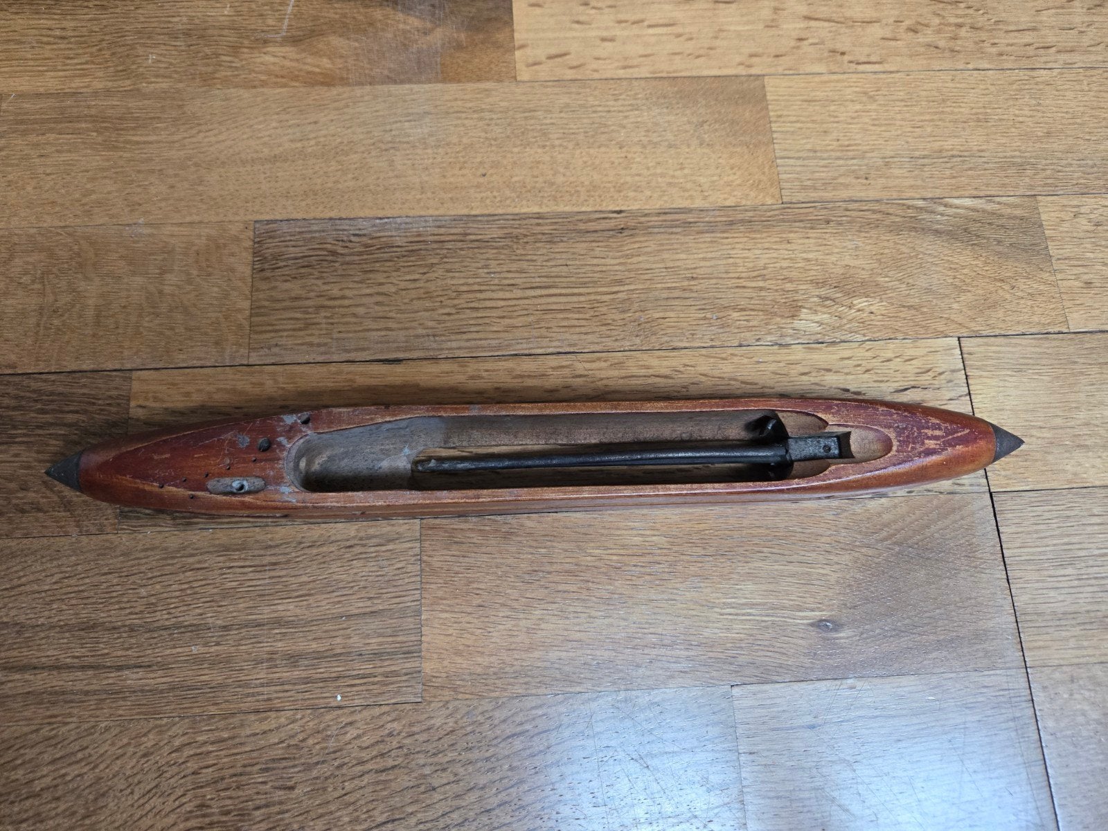 Antieke houten weefschuit / spoel – vintage object, Ophalen of Verzenden