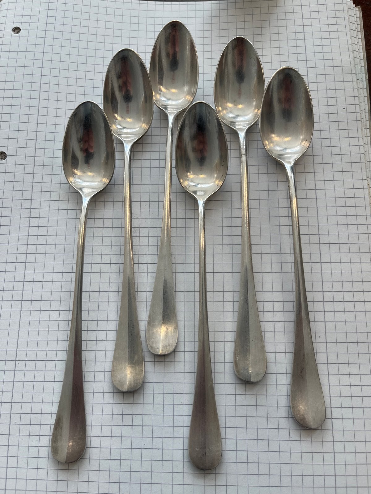 Set van 6 verzilverde Ercuis lange lepels, Antiek en Kunst, Ophalen