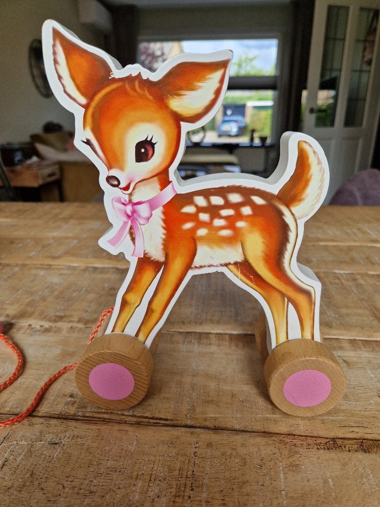 vintage houen trekspeeltje hertje (bambi), Ophalen of Verzenden, Zo goed als nieuw, Dier