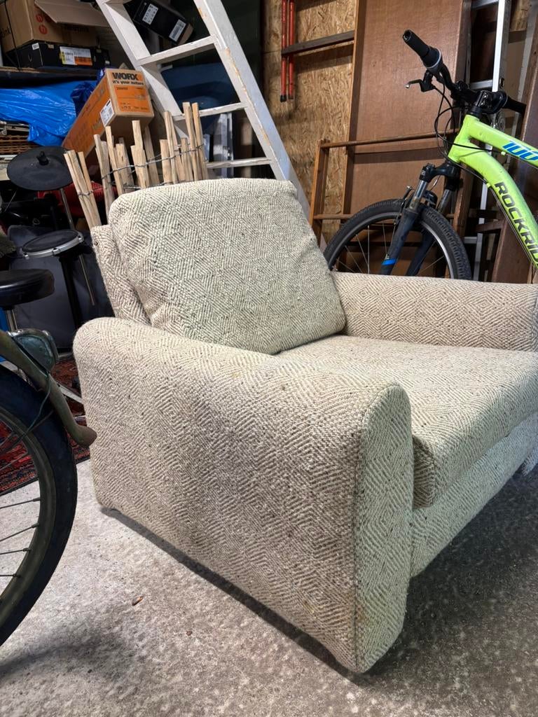 Heerlijke seventies wollen club fauteuil vintage design, Ophalen, Zo goed als nieuw, 75 tot 100 cm, 50 tot 75 cm