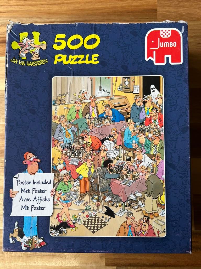 Jan van Haasteren puzzel 500 stukjes de schaakclub, Hobby en Vrije tijd, Denksport en Puzzels, Ophalen, 500 t/m 1500 stukjes, Gebruikt