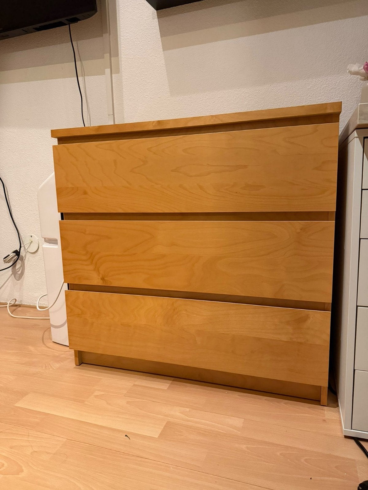 Ikea Malm ladekast met 3 laden - Eikenfineer, Ophalen, Gebruikt, Modern, Scandinavisch, 50 tot 100 cm