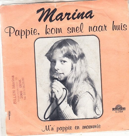marina - pappie , ik kom snel naar huis ( piraat), Gebruikt, 7 inch, Ophalen of Verzenden, Fotohoes