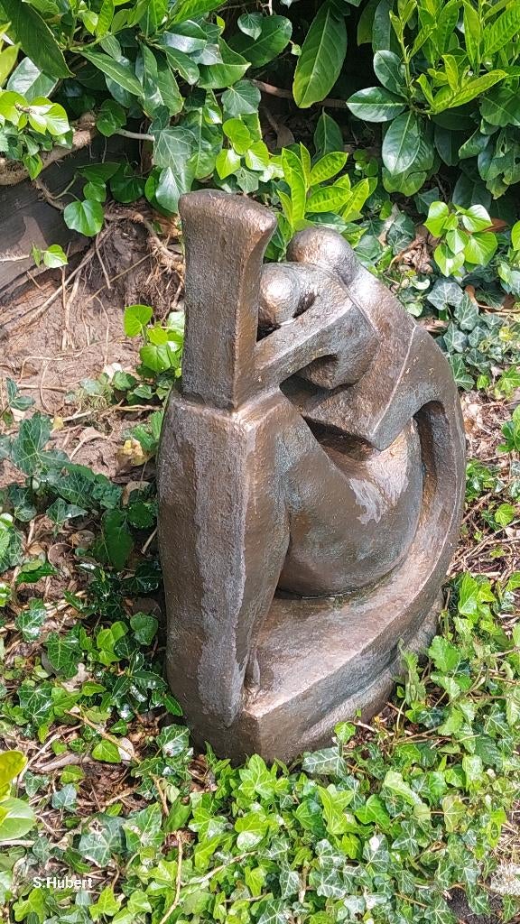 Verbronst Beeld man en vrouw / tuin /binnen, Antiek en Kunst, Kunst | Beelden en Houtsnijwerken, Ophalen, Art deco, Handgemaakt