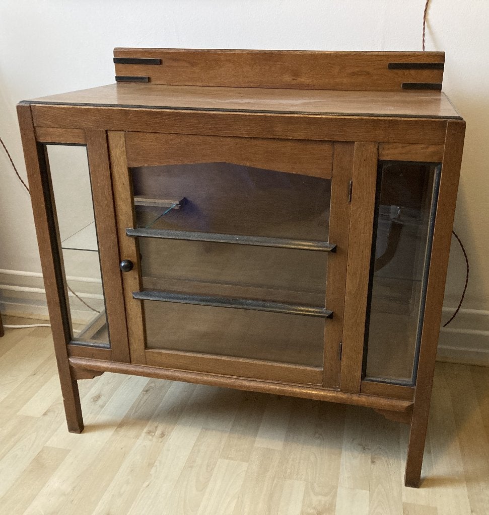 Amsterdamse School / art deco theekastje van hout en glas, Ophalen
