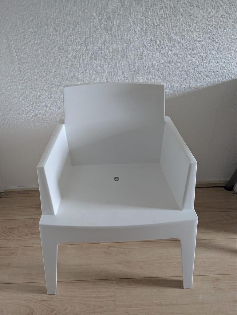4 Tuinstoelen wit kunststof, Ophalen, Zo goed als nieuw, Kunststof