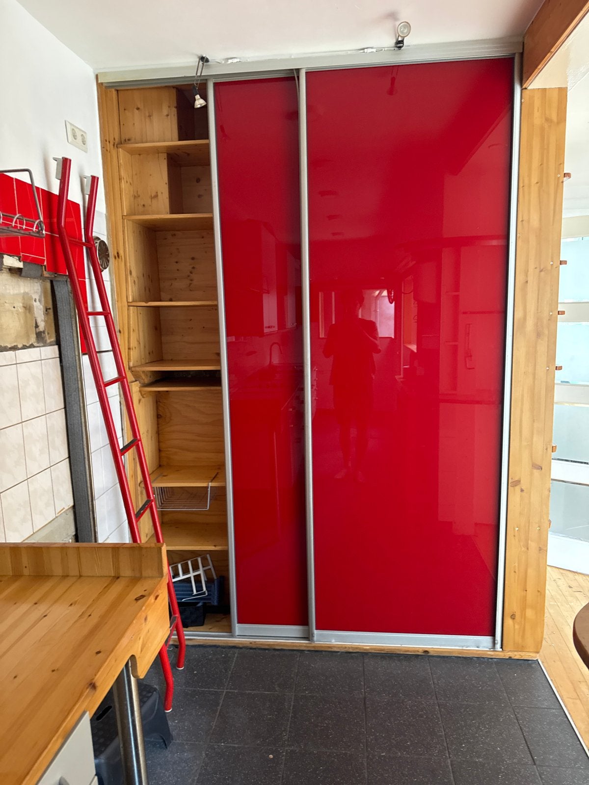 2x Schuifdeuren Rood Hoogglans 88x260 cm, Ophalen, Gebruikt, 80 tot 100 cm, 215 cm of meer