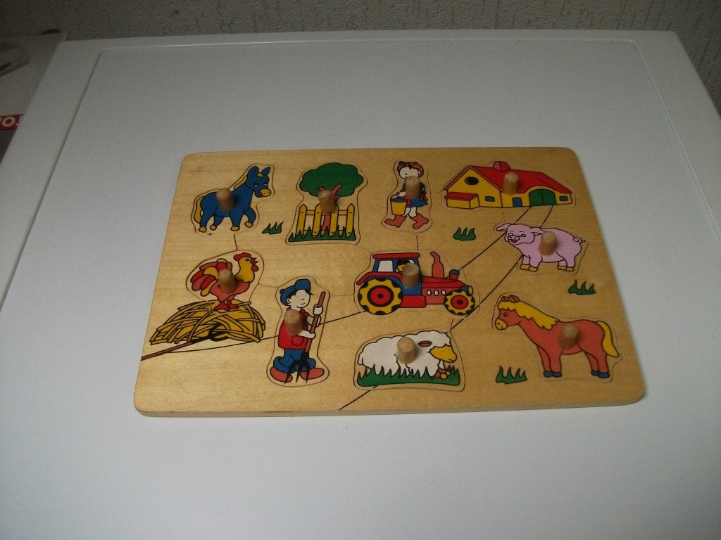 Puzzel dieren 10 delig met grote knoppen, Ophalen of Verzenden, Gebruikt