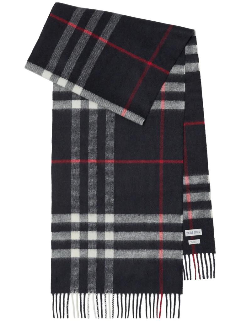 Burberry Check Kasjmier Sjaal - Zwart/Rood, Ophalen of Verzenden, Zo goed als nieuw, Sjaal