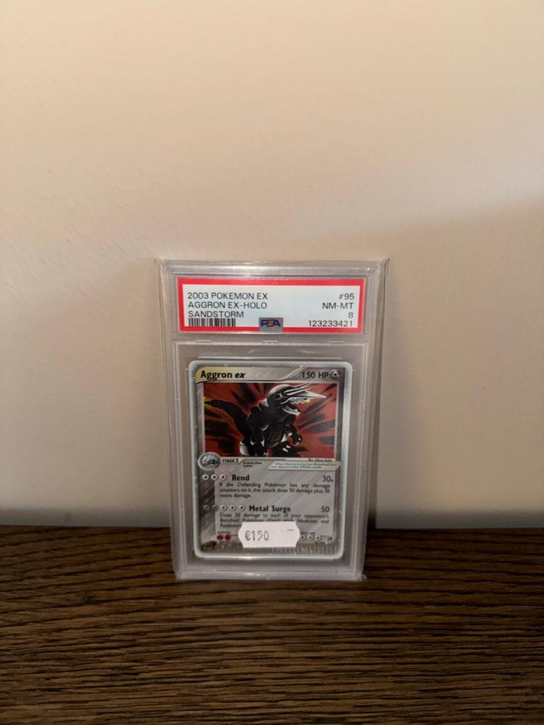 Aggron ex Holo Sandstorm PSA 8 Pokémon kaart, Ophalen of Verzenden, Zo goed als nieuw, Losse kaart, Foil