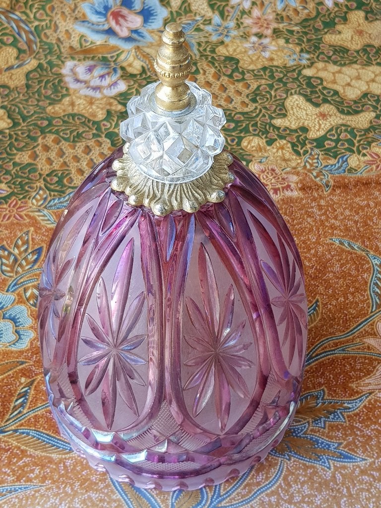Grote oude dome tafelbel uit Engeland van kristal en koper., Ophalen of Verzenden
