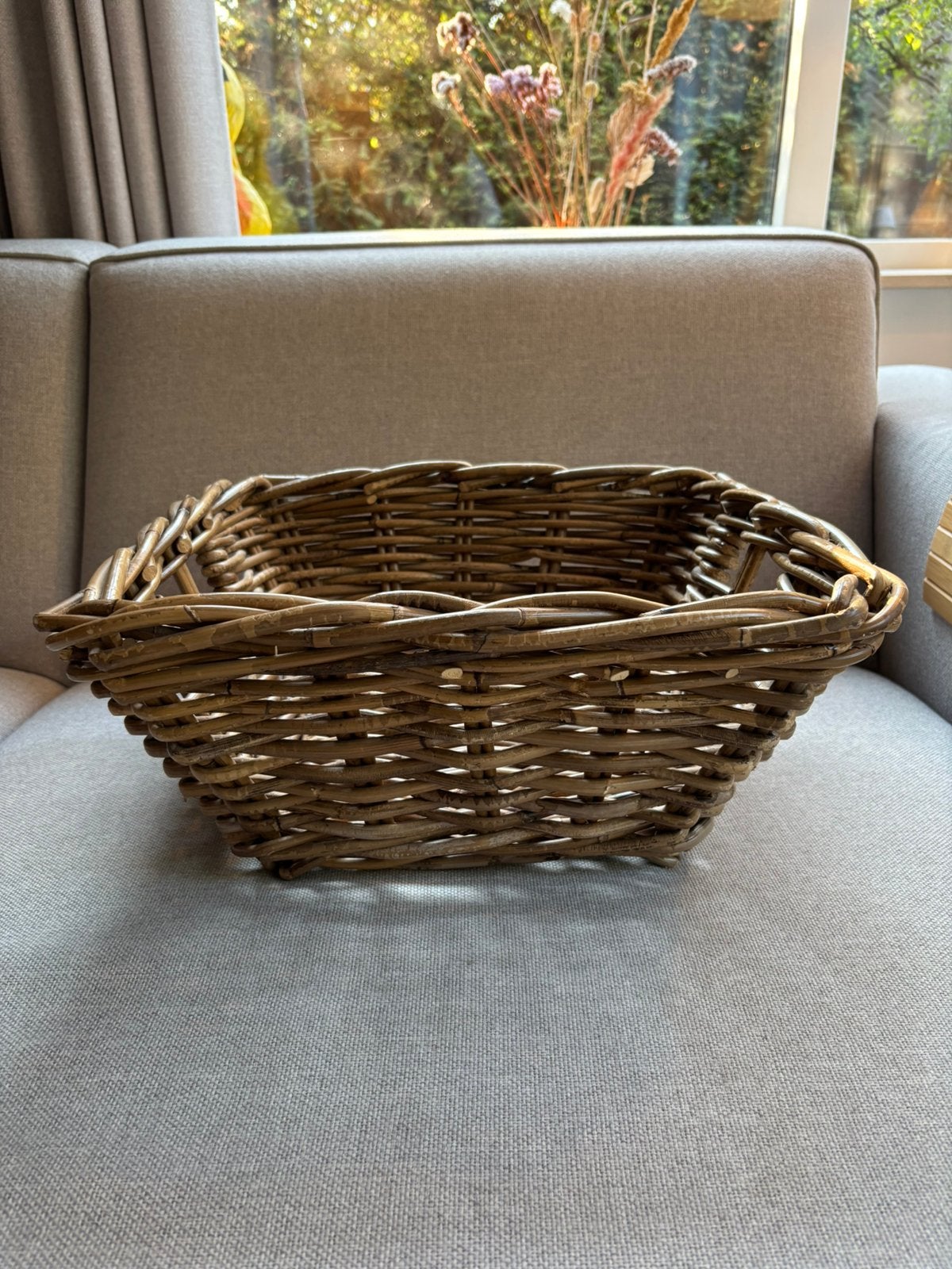 Decoratieve mand, Ophalen, Met handvatten, Vierkant, Zo goed als nieuw