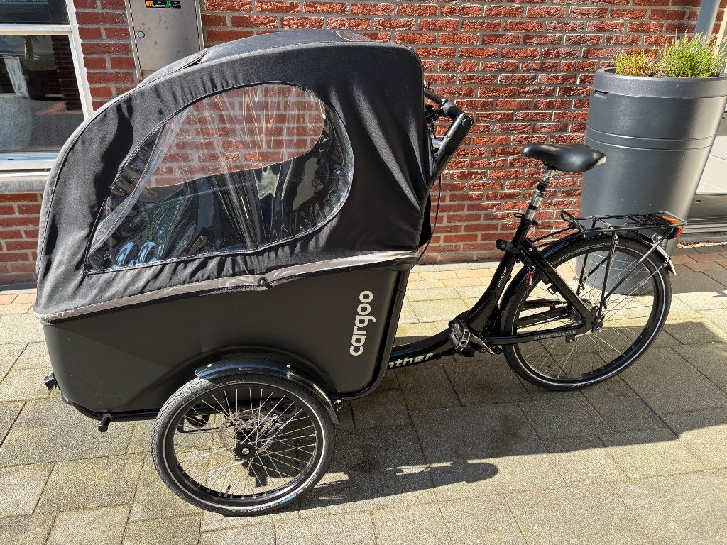 Winther Cargoo bakfiets, Gebruikt, Huif, 2 kinderen, Schijfrem