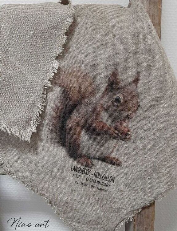 13438 SH Shabby doek eekhoorn, Beige, Verzenden, Info@ninoart.nl, Nieuw