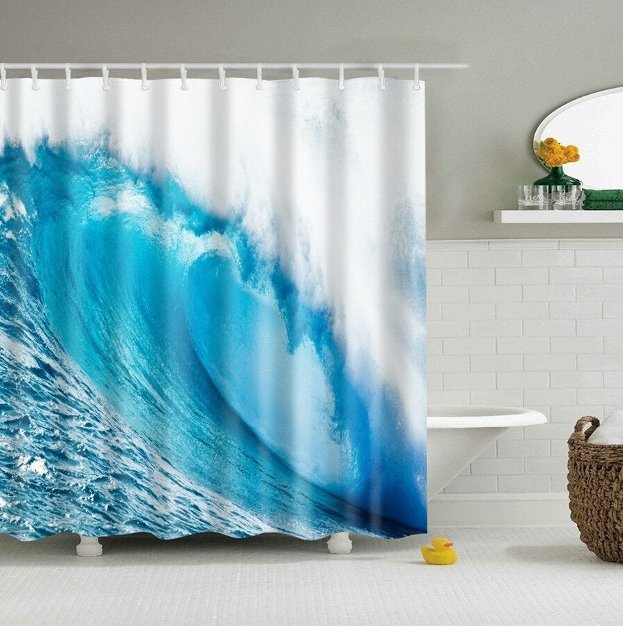 Golf Douchegordijn Douche Gordijn Badkamer Zee Strand Golven, Huis en Inrichting, Badkamer | Badtextiel en Accessoires, Verzenden