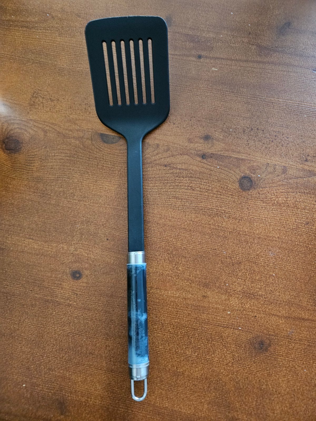 Zwarte spatel met blauw handvat, Ophalen, Kunststof, Zwart, Overige typen