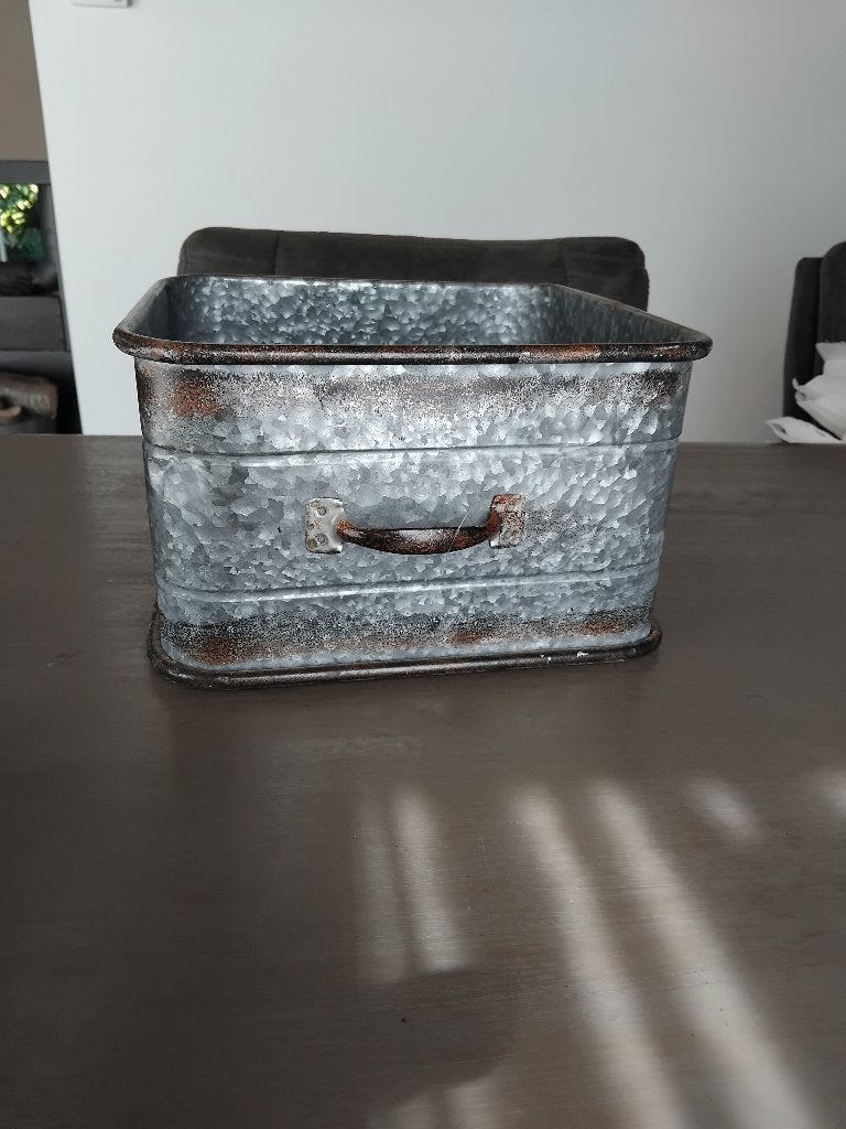 ZINKEN BAK 28X28X16,5CM MOOIE STAAT 1 HANDGREEP, Antiek en Kunst, Ophalen