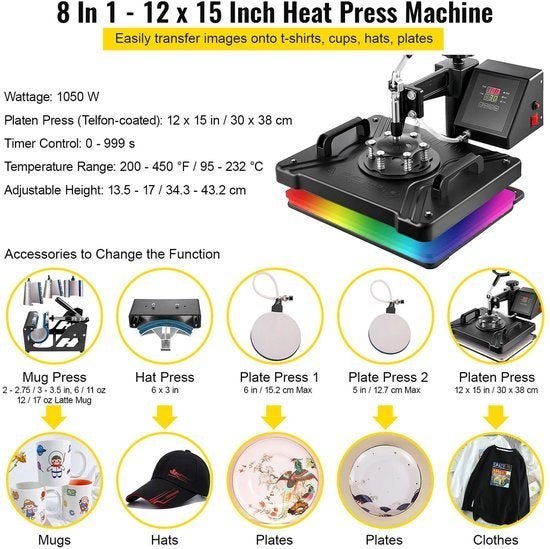 Heat Press - Sublimatieprinter - Transferpers - Heat Press M, Corvance B.V., Verzenden, Nieuw, Corvancebol@gmail.com