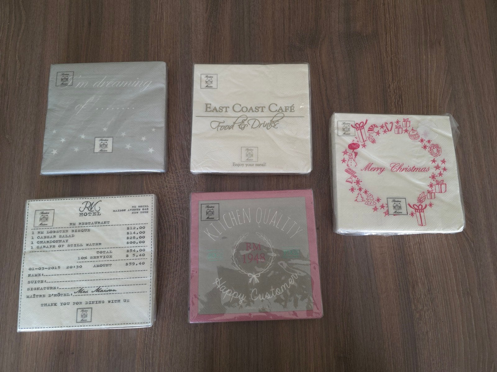 Riviera Maison servetten - Diverse designs, nieuw, Nieuw, Papier/karton, Ophalen of Verzenden, Wit