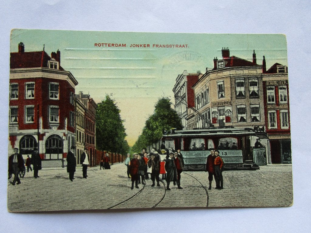 Ansichtkaart Jonker Fransstraat 1909 uitg Schaefer, Verzenden, Voor 1920, Gelopen, Zuid-Holland
