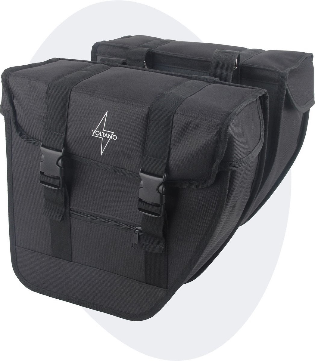 Voltano Dubbele Fietstas Afgeschuind - Zwart - 25 Liter, Ophalen, Nieuw