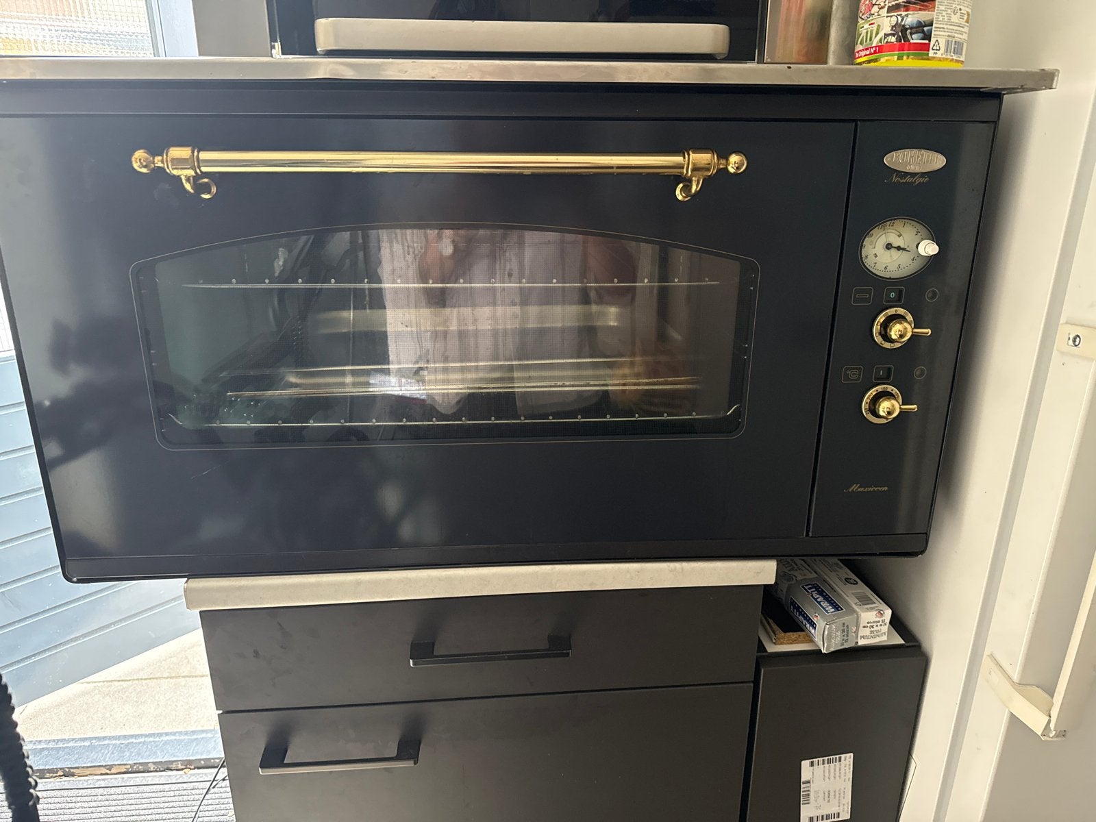 Stijlvolle Vrijstaande Oven met Grill - Zwart/Goud, Witgoed en Apparatuur, Ovens, 45 tot 50 cm, 60 cm of meer, Ophalen of Verzenden