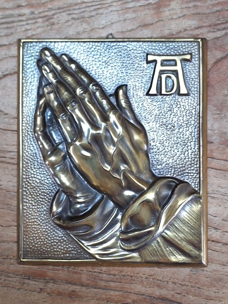 metalen wand-decoratie biddende handen Albrecht Dürer, Metaal, Gebruikt, Klassiek, Ophalen of Verzenden