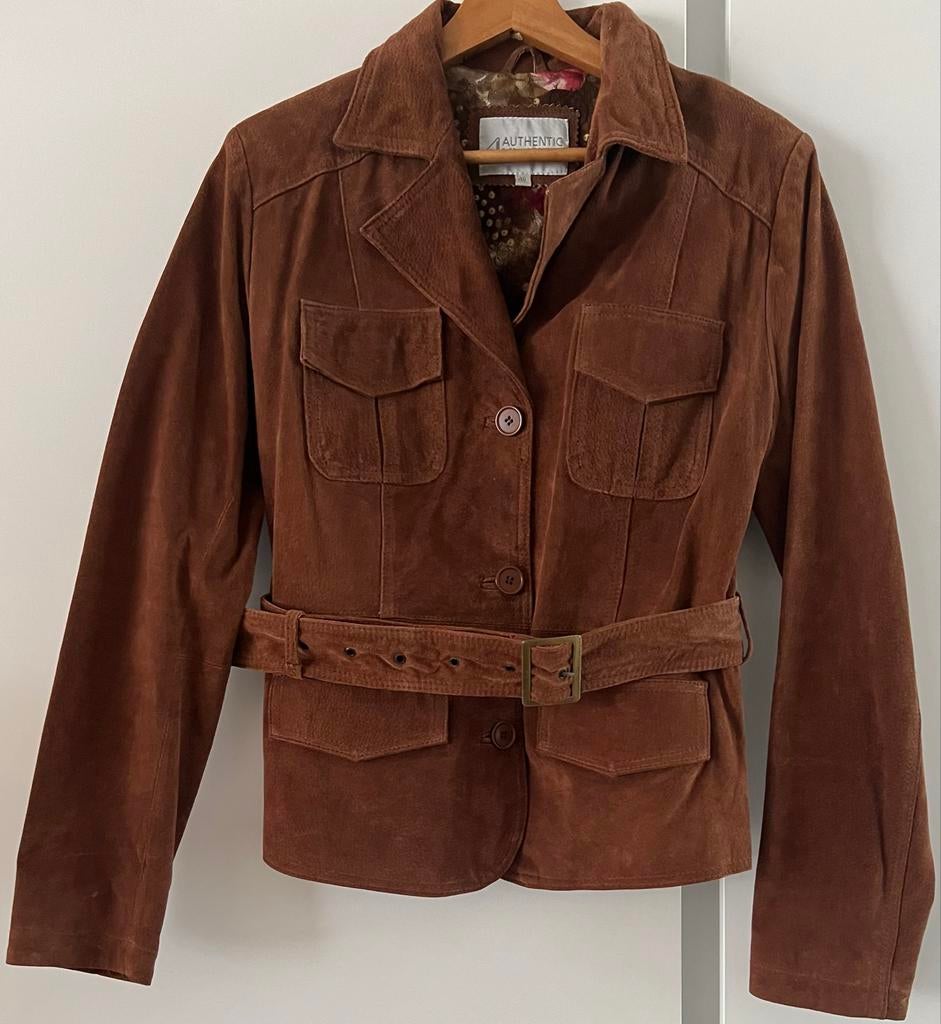 Bruine suède jas van Authentic Clothing Company, Ophalen of Verzenden, Gedragen, Maat 38/40 (M), Bruin