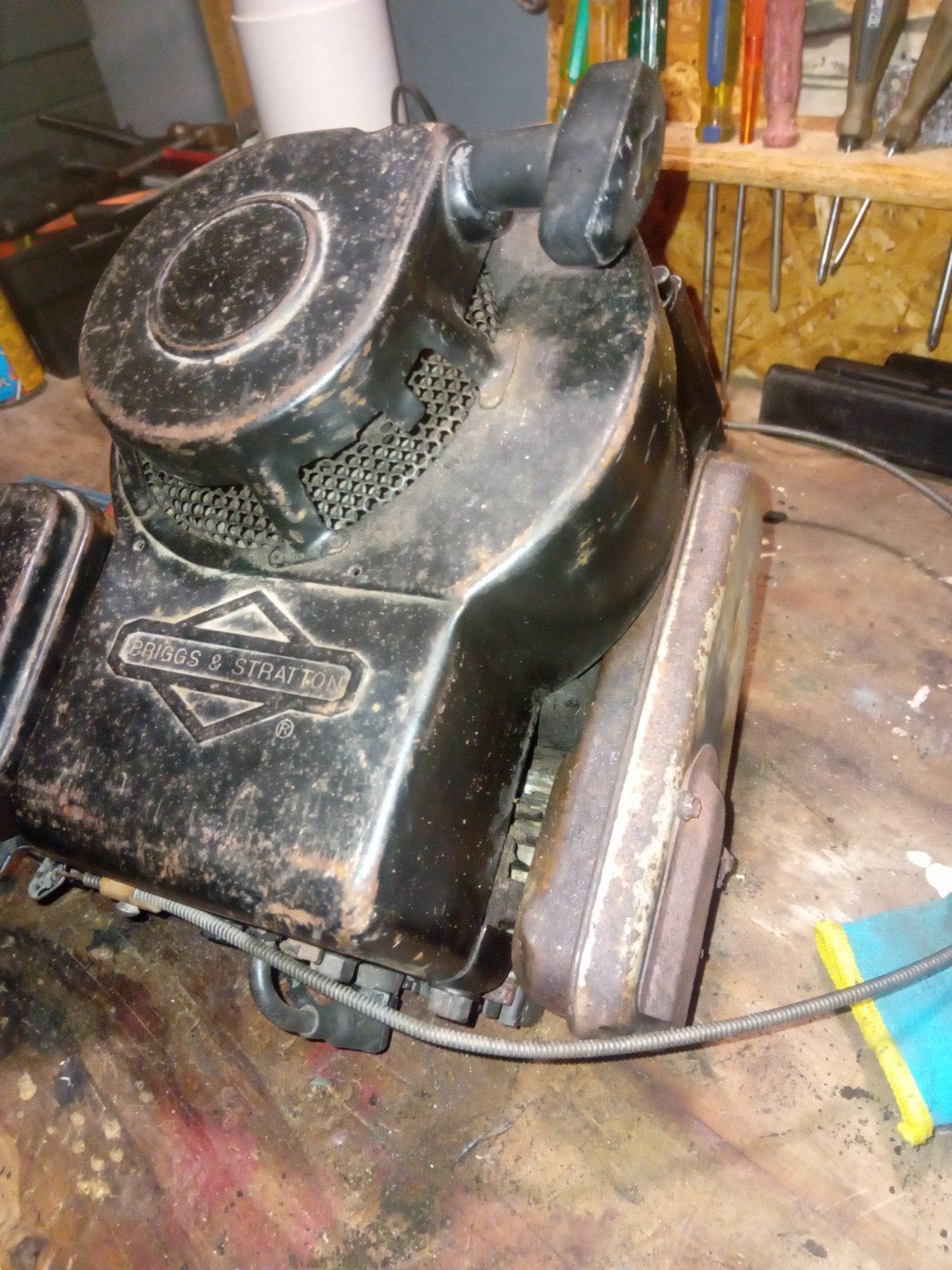 Grasmaaier blok - Briggs & Stratton motor volledig nagekeken, Tuin en Terras, Ophalen of Verzenden, Gebruikt, Benzine-grasmaaier